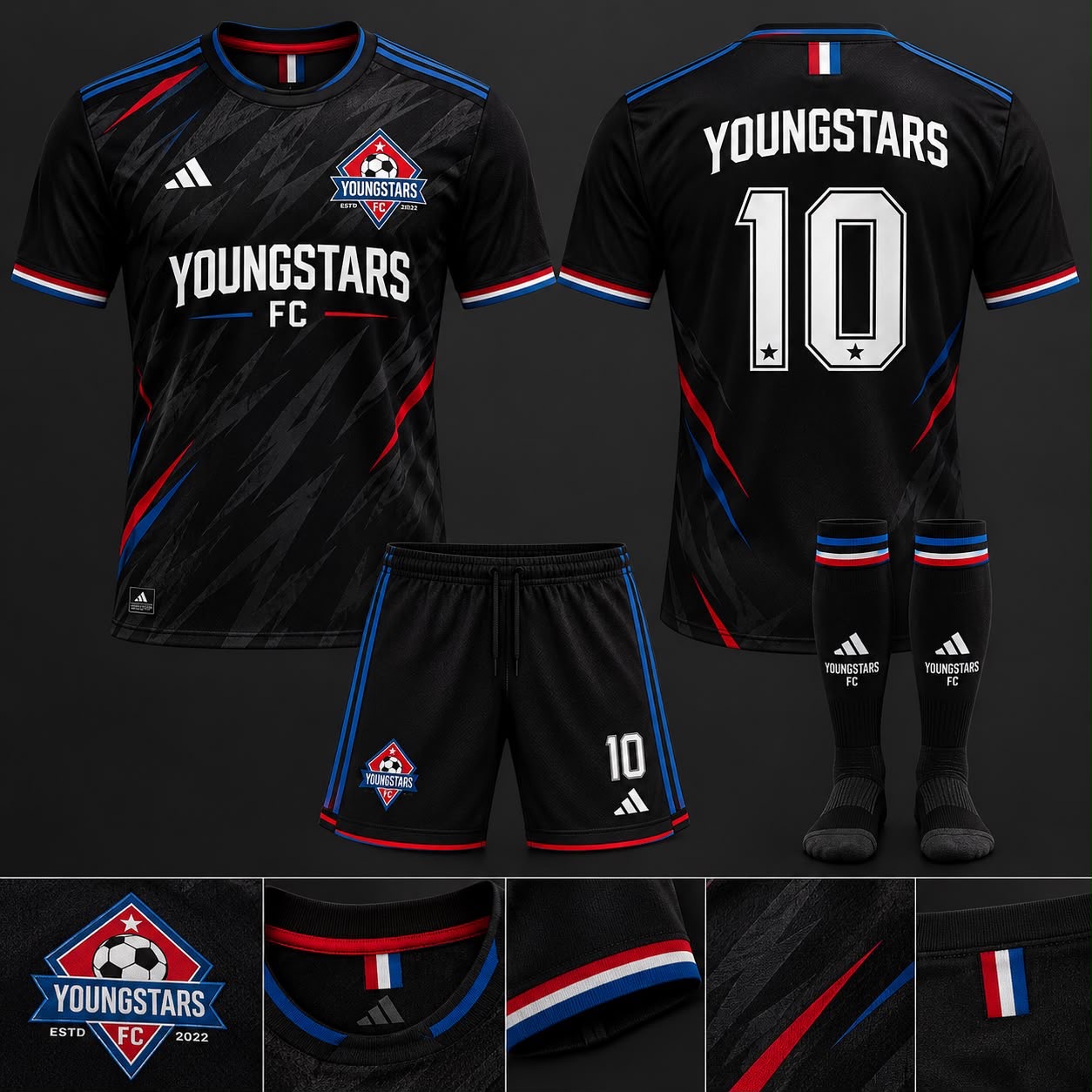 Official Youngstars FC black outfield jersey kit